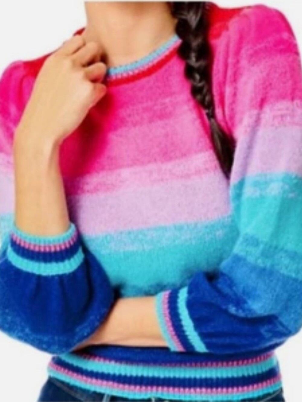 Hali Sweater In Ruby Red Ombre Sunset Stripe